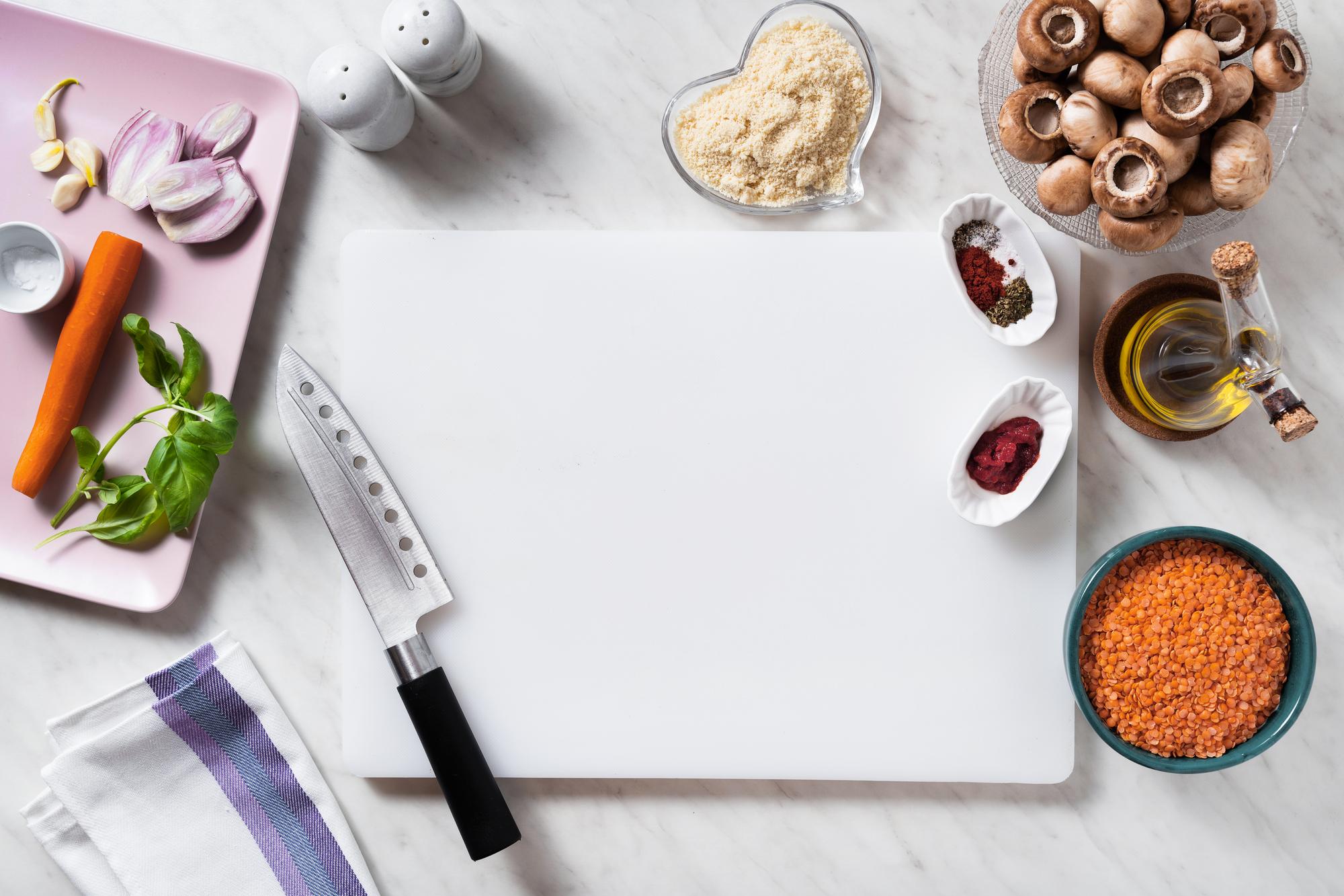 Annotated recipe card and mise en place